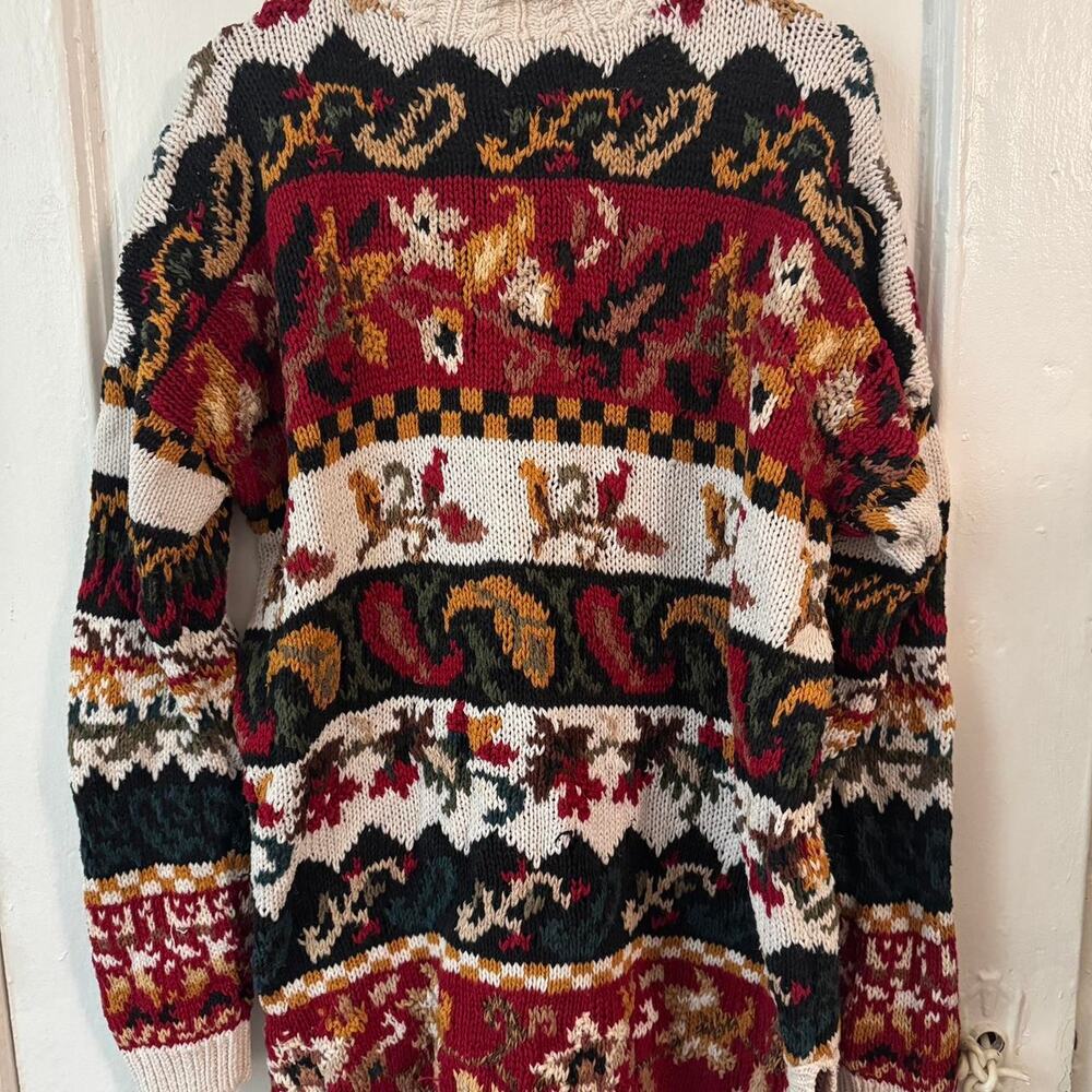 Vintage Heirloom Cottagecore knit Funky sweater FairIsle cozy dopamine dressing - Picture 3 of 6